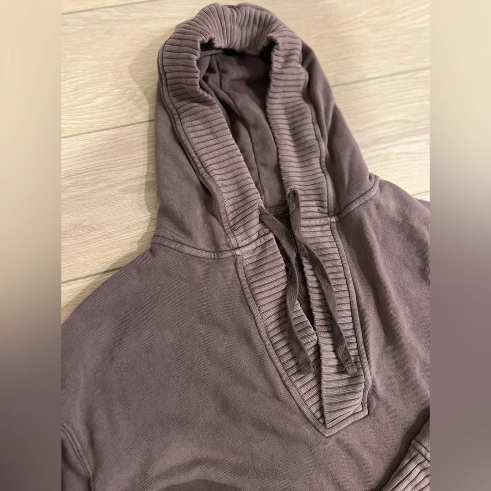 Aerie Down to Earth oversized Henley sweatshirt hoodie brown size medium - Picture 5 of 10